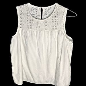 OJG White Eyelet Top Blouse Large